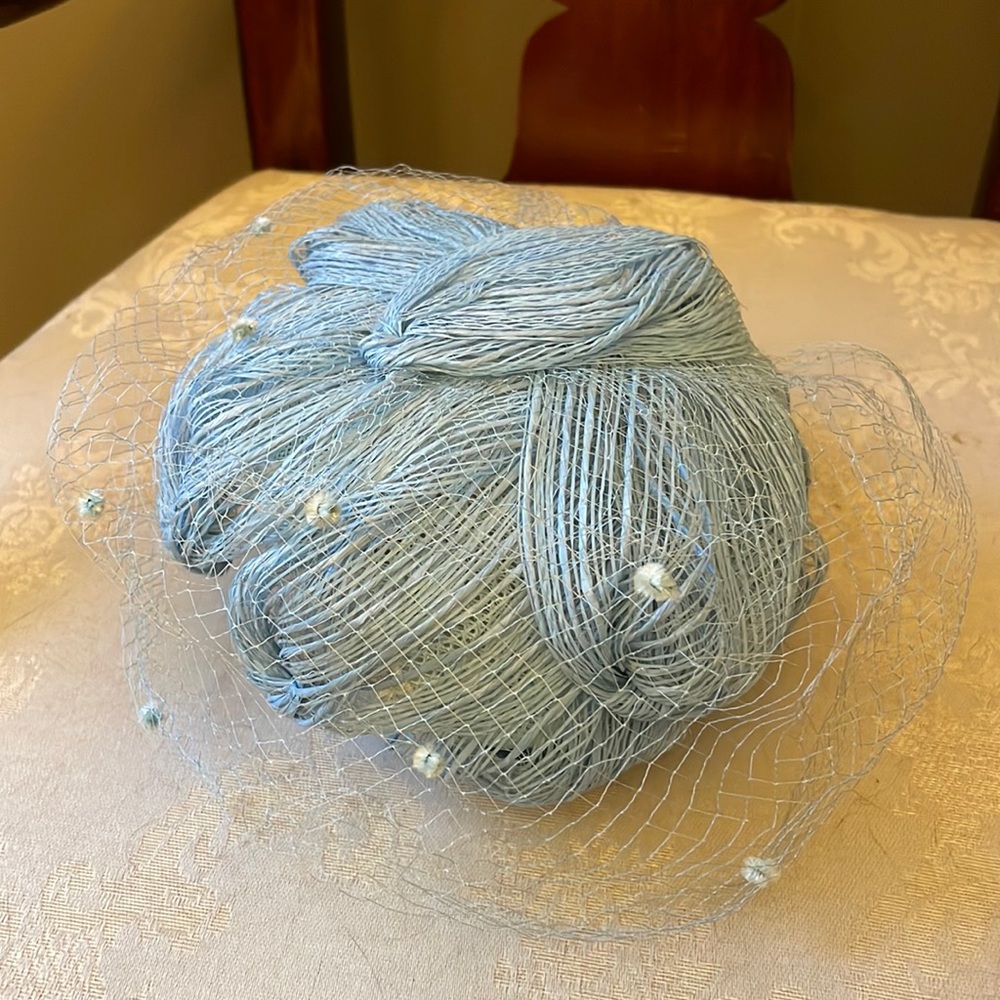 Maxine Hats 1950s baby blue church hat, fascinator in EUC, lovingly cared for